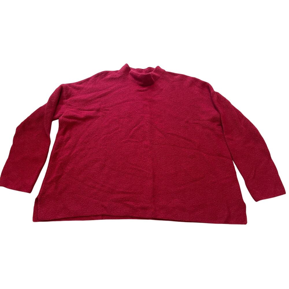 J. Jill Red Mock Neck Knit Pullover Sweater Women's XL Oversized